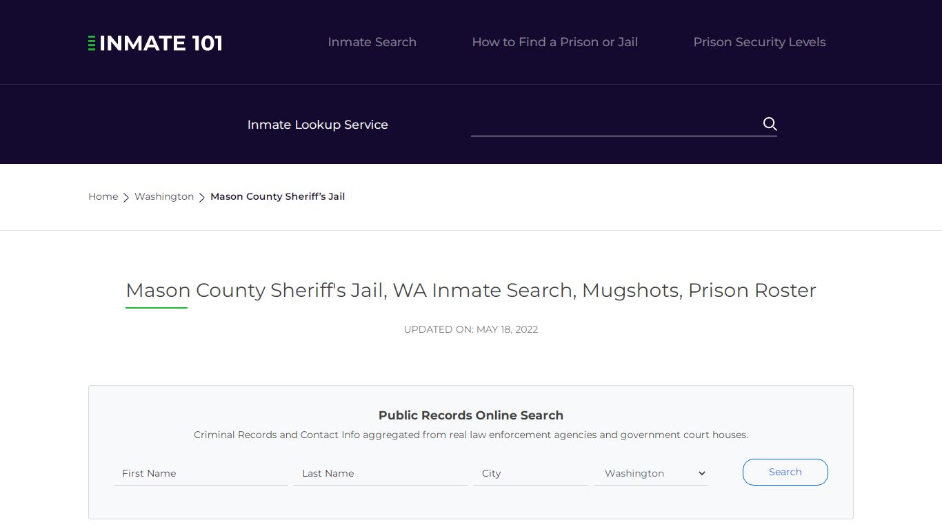 Mason County Sheriff's Jail, WA Inmate Search, Mugshots ...